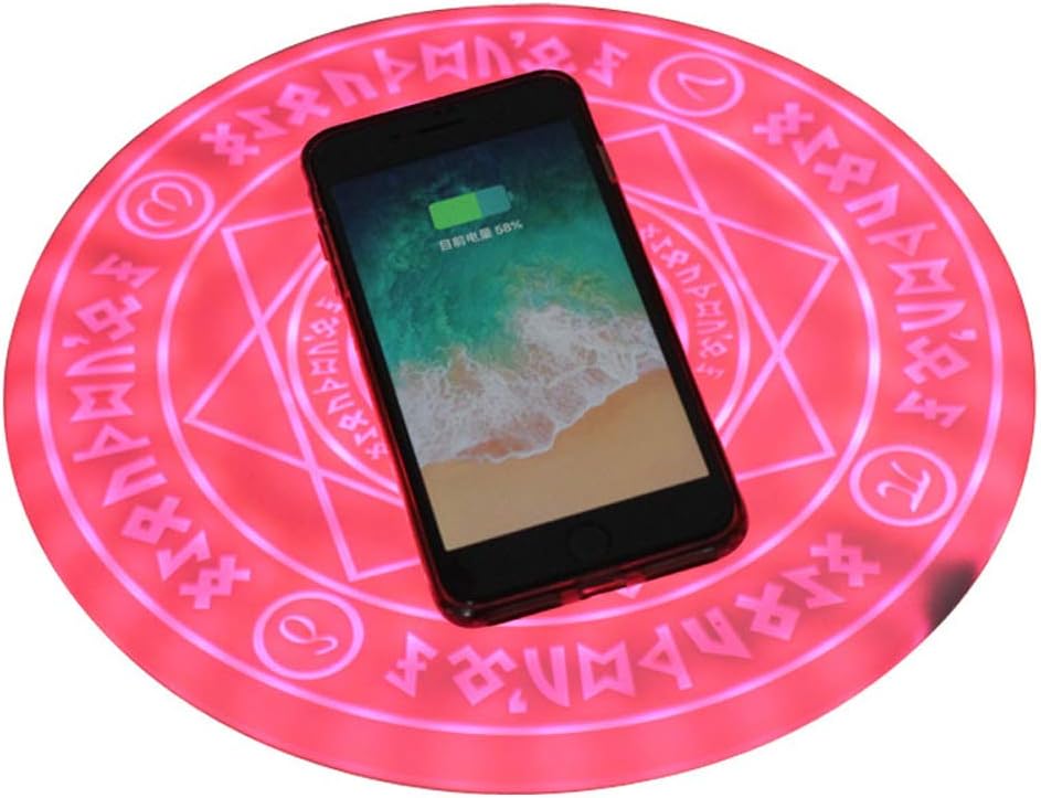 Pink Magic Array Wireless Charger Pad,10w Qi Fast Ultra Slim Wireless Charging Pad for iPhone 8 / iPhone 8 Plus/iPhone X/XR/Xs Max/Samsung Galaxy S9/S8/S7,All Qi-Enabled Phones(No AC Adapter)