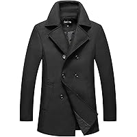 IDEALSANXUN Mens Pea Coat Casual Winter Wool Double Breasted