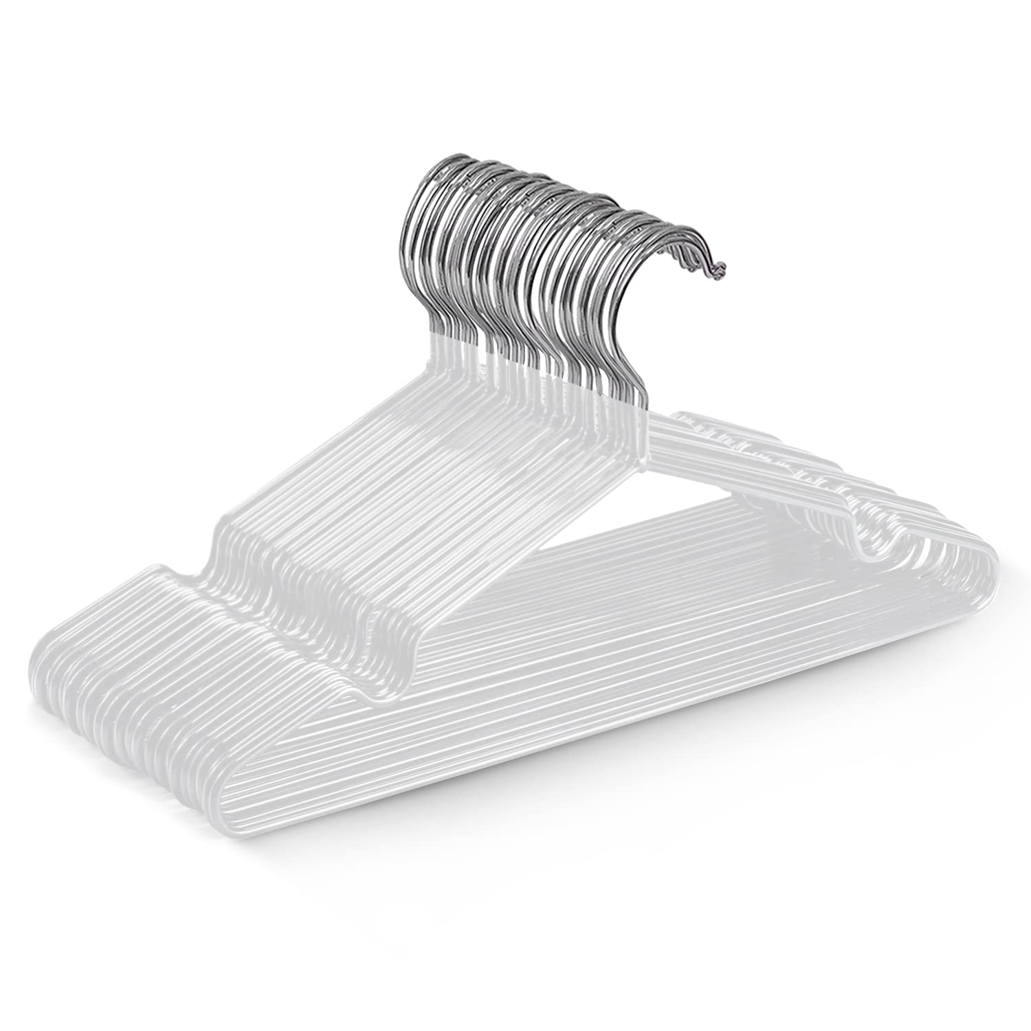 KEPLIN 20x Premium Rubber Coated Metal Hangers - Heavy Duty - Space Saving Organiser Clothes Hangers For Wardrobes Coat Rack Rails (White)