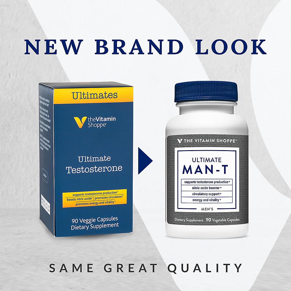 The Vitamin Shoppe Ultimate Testosterone - Supports Testosterone Production, Boost Nitric Oxide, Promotes Circulation and Promotes Energy & Stability (90 Veggie Caps)