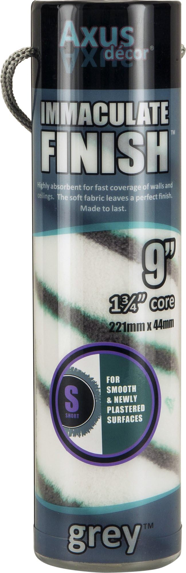Axus Decor S-Finish Roller, Short Pile (Grey Series) Immaculate Finish Short Pile, for Professional & DIY Projects, Suitable for Rough Surfaces, Both Interior & Exterior - 9"/230mm,38mm core