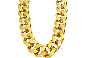 PinCute Gold Chain for Men/Women Fake Plastic Chunky Gold Necklace, Gold Rope Chain Necklace for 80s 90s Outfits Costumes (32 * 1.38 Inches)