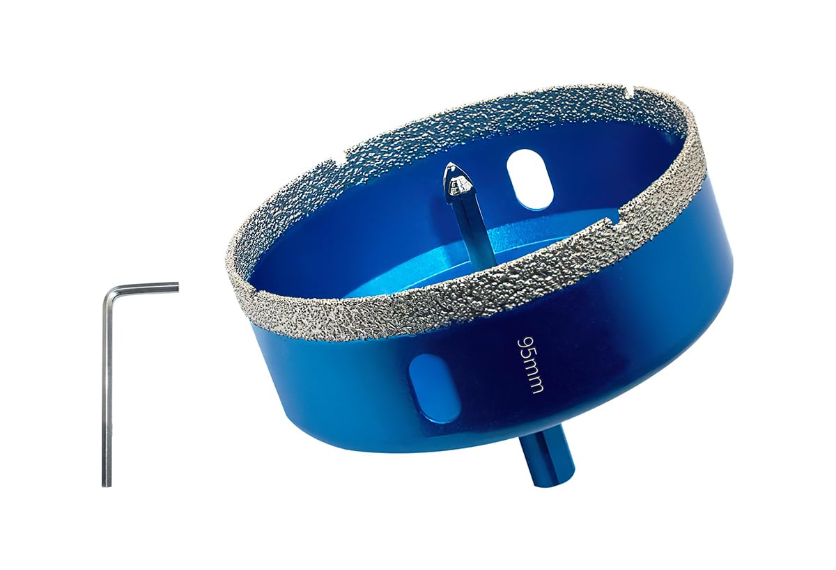 Teronbeta Diamond Hole Saw 95mm with Pilot Center Drill Bit, Vacuum Brazed Diamond Core Hole Cutter for Tile, Porcelain, Glass, Ceramic, Marble — image 1