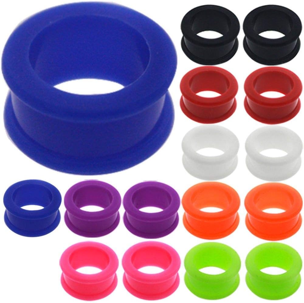 MoDTanOiz (16 Pieces / 8 Pairs Silicone Flesh Tunnel Ear Plug gauges Size 8g 3mm 6g 4mm 4g 5mm 2g 6mm to 30mm