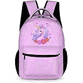 Fovanxixi Pink Flower Unicorn Kids Backpack Lightweight Book Bag Schoolbag Backpack for Teens Girls Boy Back to School