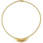Mikovivi Gold Curved Bar Tube Necklace, Stainless Steel Thick Statement Collar for Women Metal Snake Chain Necklaces Chunky Round Tube Jewelry Women Gifts