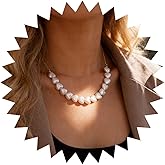 Andelaisi Boho Pearl Heart Necklace Vintage Love Heart Choker Necklace Gold Pearls Puffy Heart Necklace Heart Pearl Chain Necklace Jewelry for Women