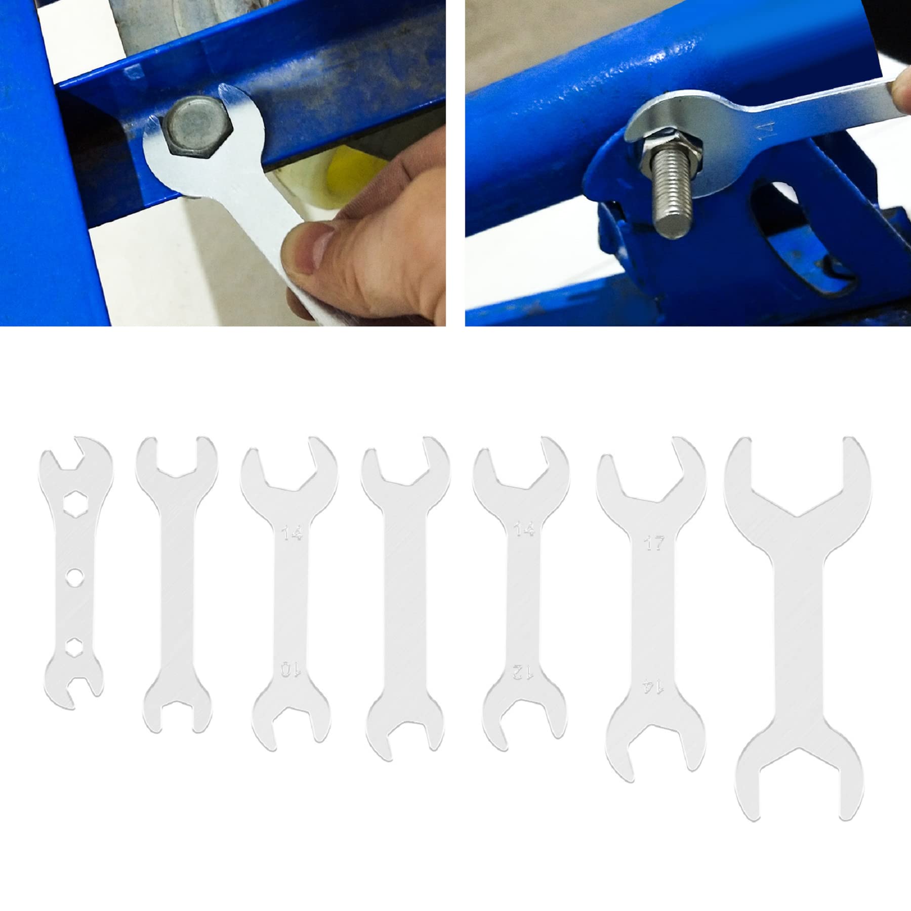 YnGia Double End Silver Wrench 7PCS Open Ended Spanner Ultra Thin 1.5mm Flat Spanner Combination Repairing Tool for Narrow Space Conditions