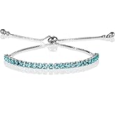 ZAVANA Adjustable Bracelets for Women, Dainty Slider Tennis Bracelets for Women with Clear or Coloured Cubic Zirconia Stones, Cute Bolo Bracelet for Women