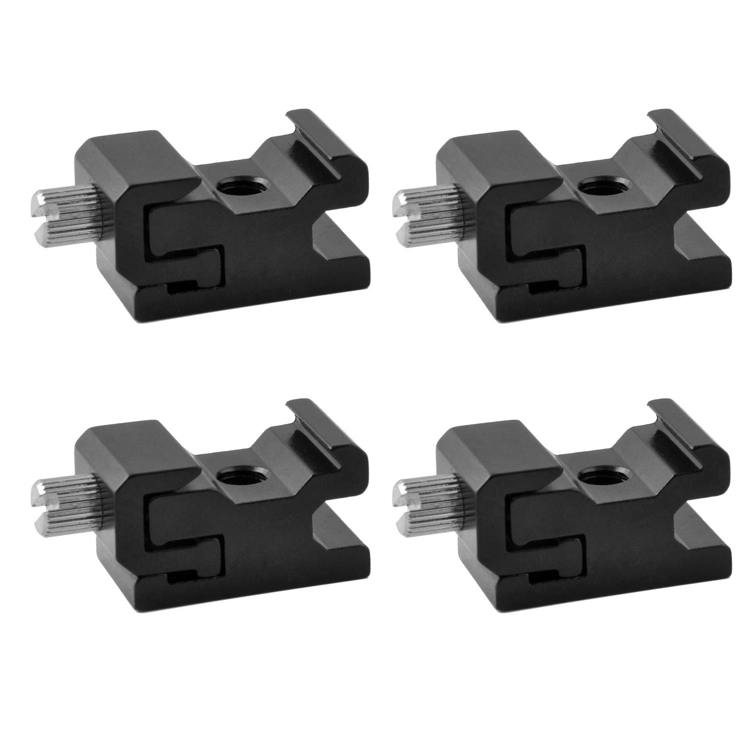 pangshi Black Metal Cold Shoe Flash Stand Adapter with 1/4-inch -20 Tripod Screw (4 Packs)