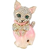 EVER FAITH Austrian Crystal Lovely Plump 3D Bowknot Cat Brooch Enamel Pet Animal Kitten Brooches Dress Suit Sweater Scarves Accessoriesfor Women