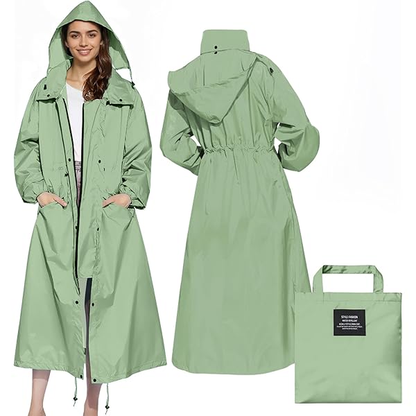 Avoogue Chaqueta De Lluvia Ligera Para Mujer, Impermeable, Larga, Con Forro, Rompevientos Con Capucha Y Bolsillos, Rosado