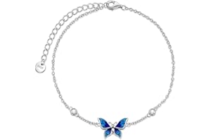 YAFEINI Anklet Bracelets for Women Girls Sterling Silver Hummingbird/Dragonfly/Butterfly Link Chain Anklets Jewelry Gifts