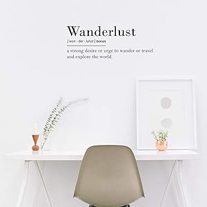 Vinyl Wall Art Decal - Wanderlust Definition - 10" x 26" - Modern Travel Explore Quotes for Bedroom Living Room Apartment Decoration - Trendy Vacation Lifestyle Office Workplace Decor