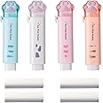 Cat Paw Shaped Cute Erasers 4 Pcs Retractable Kawaii Eraser with 4 Pcs Papermate Eraser Refills Push Pull Design Eraser for Kids Girls Cat Rubber Aesthetic Erasers Student Home School Supplies