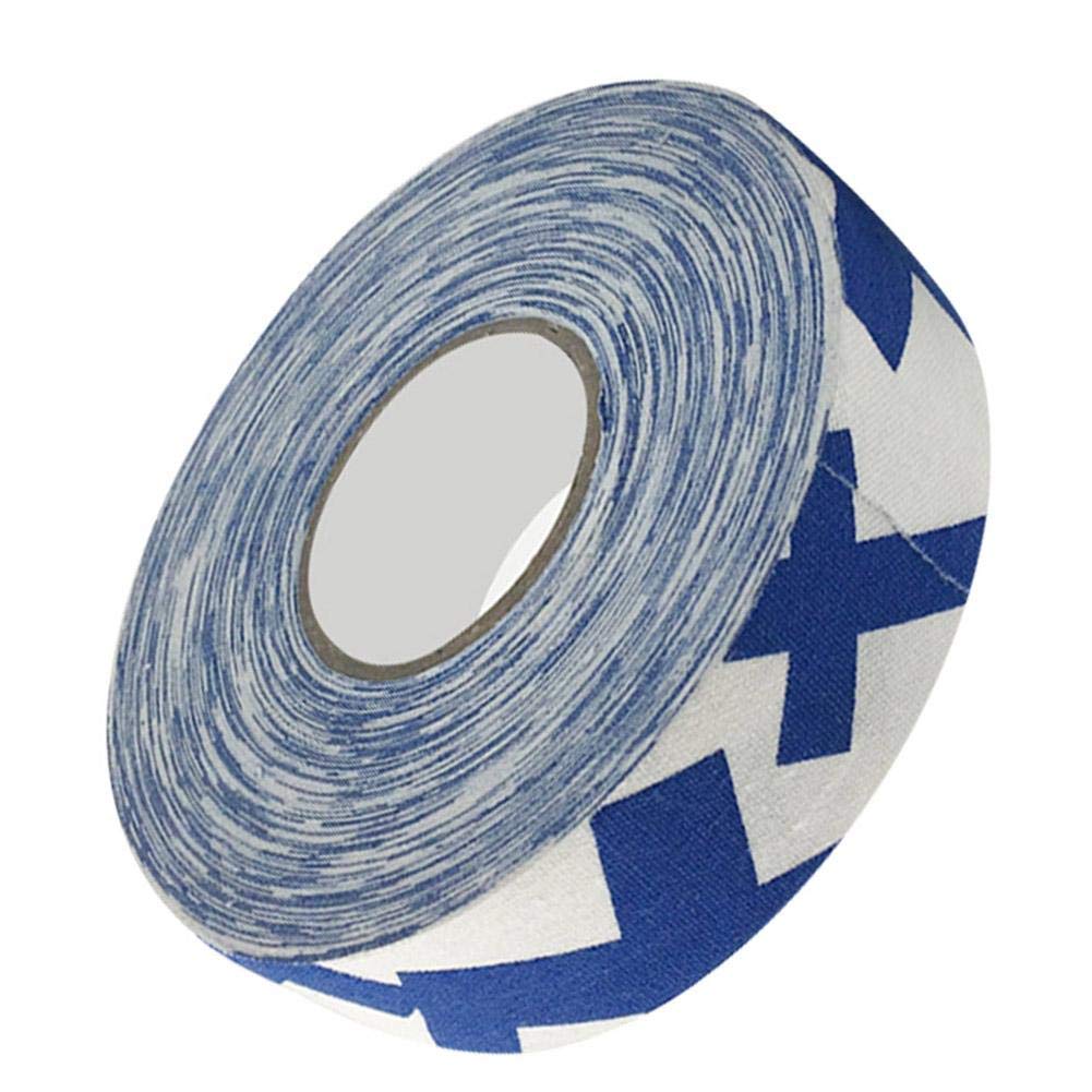 Drfeify Hockey Protective Tape, Imitation Cotton Cloth 2.5cm x 25m Hockey Protective Tape Ice Hockey Grips Stick Tapes(Blue Plus Sign)