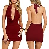 Women's Sexy Backless Deep V-Neck Mini Dress Strapless Club Night Out Party Cocktail Dresses
