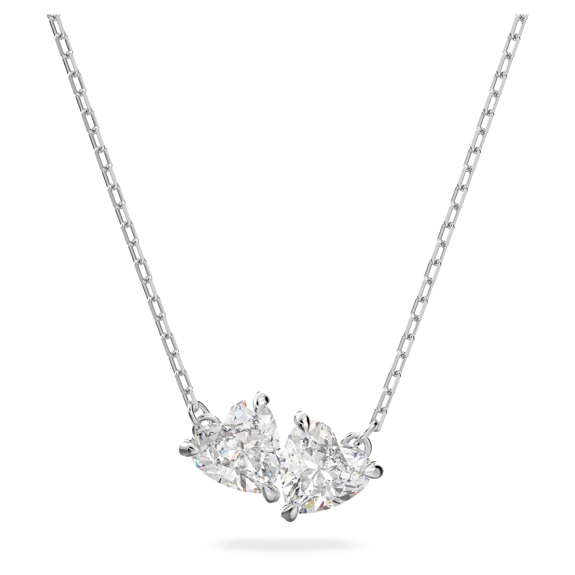 Swarovski Attract Soul necklace, Heart, White, Rhodium plated
