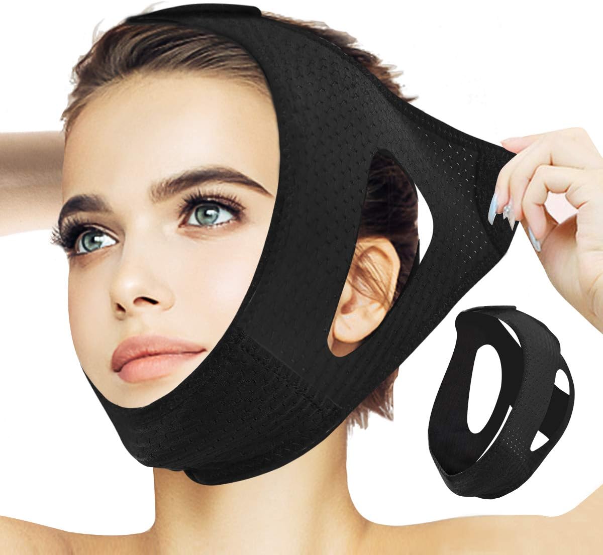 Anti Snore Chin Strap, [2021 Newest] Chin Straps for Snoring, Adjustable Snoring Solution Stop Snoring Chin Strap for CPAP Users, Breathable Sleep Aid Snoring Strap for Men and Women, Black: Health & Personal Care
