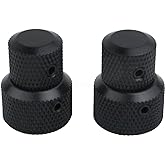 Guyker 2Pcs Brass Concentric Stacked Knobs, Dual Knurled Control Knobs, High Grade Dome Volume Tone Knob Replacement for Electric Guitar or Precision Bass - CNC Machined (Black)