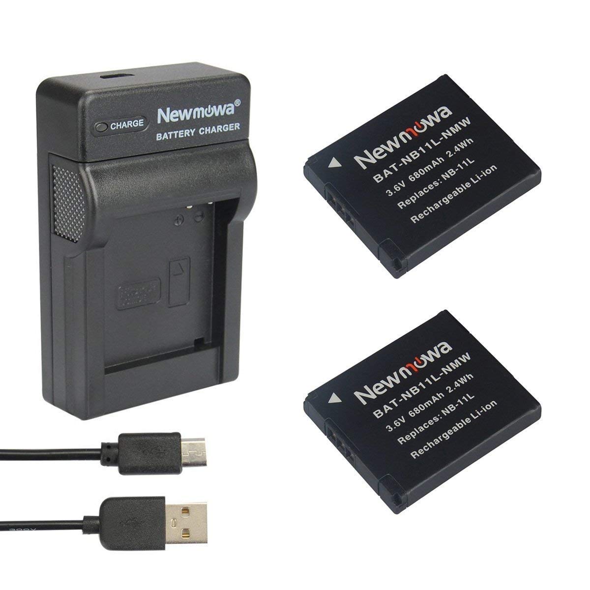 Newmowa® NB-11L Replacement Battery (2-Pack) and Portable USB Charger kit for Canon NB-11L and Canon PowerShot A2600, A3400 IS ELPH 110 HS, ELPH 115 HS ELPH 130 HS ELPH 320 HS ELPH 340 HS