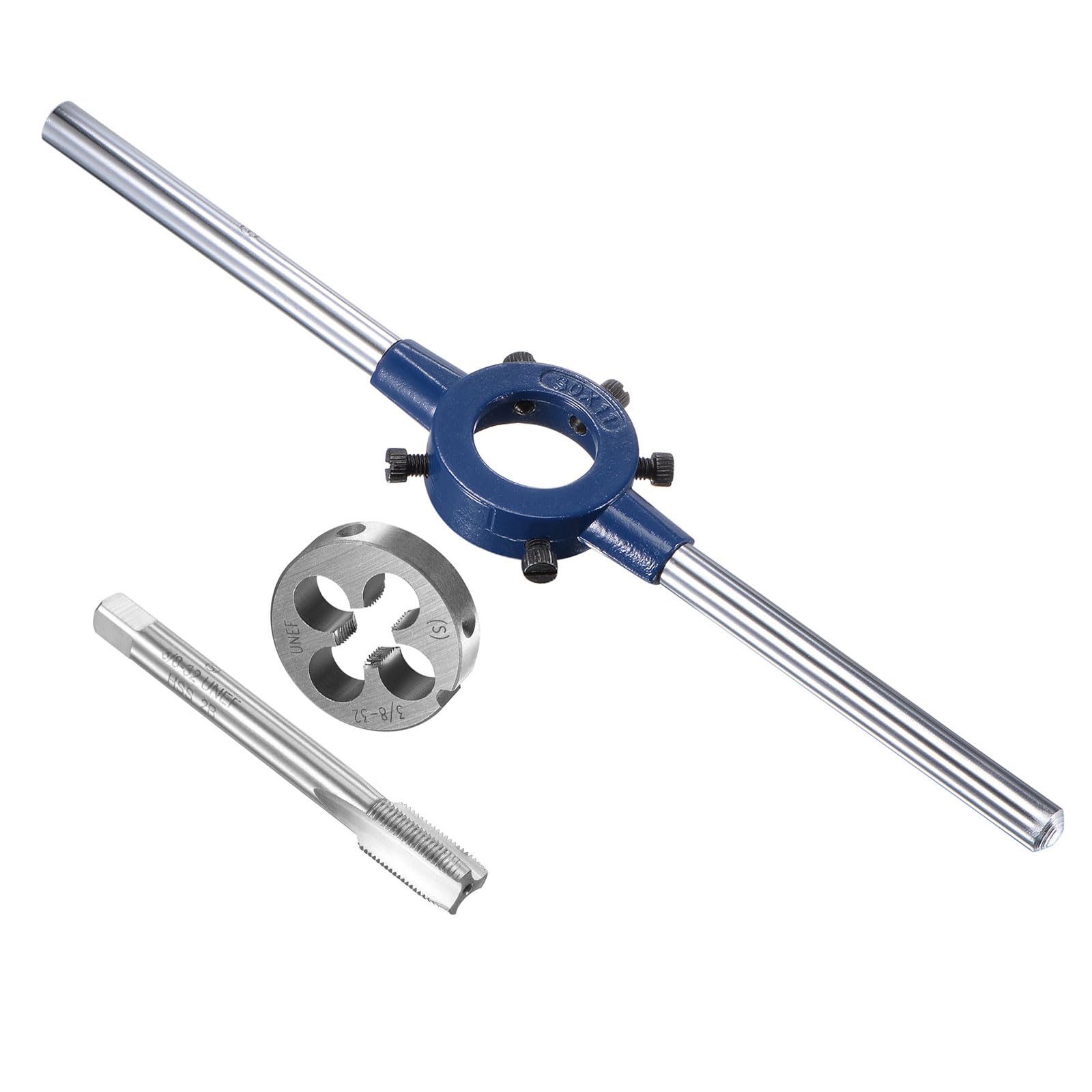 CoCud Tap and Die Stock Handle Set, 3/8-32 UNEF Die & Fit 20mm-30mm OD / M9-M11 Die, High Speed Steel Thread Tapping and Wrench Tool Kit - (Applications: for Threading Repairing)