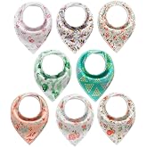 LITTLE TOTS BABY Baby Bibs Bandana Drool Bibs 8 Pack for Infant, Boys, Girls, Unisex Cotton Drooling Bibs, Soft and Absorbent (Flowers)
