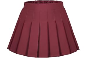 Auranso Girls Pleated Skirt Kids Tennis Elastic Waist Uniform Plaid Skirt 4-14 Y