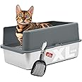 iPrimio - Stainless Steel Litter Box for Cats - Enclosed Sides and Easy to Clean - Includes High-Sided Litter Box, Scooper for Extra Litter Scatter Protection - XL Size for Big Cats - 23.5"x15.5"x6"