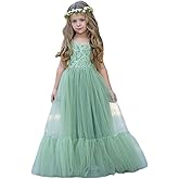 LalaMira Flower Girl Dress Lace/Tulle Boho Toddler Dresses Ruffle Girl Dress for Wedding Garden Party Communion Beach