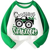 HQHKEPWA Kids St Patricks Day Shirt Girls Boys Patrick's Shamrock Clover Monster Truck Dinosaur Toddler Long Sleeve 2-7T