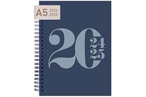 RILEYS & CO Rileys Planner 2024-2025 18-Month Academic Weekly Planner - Typographic Weekly & Monthly Agenda Planner, Flexible Cover, Notes Pages, Twin-Wire Binding (8 x 6 inch, Blue)