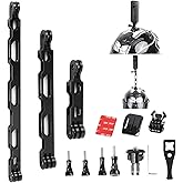 PellKing (12 Pcs) Aluminum Alloy Extension Arm Helmet Mount Kit for for Insta360 One X5/X4/X3,X2,X,Metal Adapter Helmet Sticker Extension Arm Mount with Metal 1/4''Adapter,GoPro Hero 10/9,and More