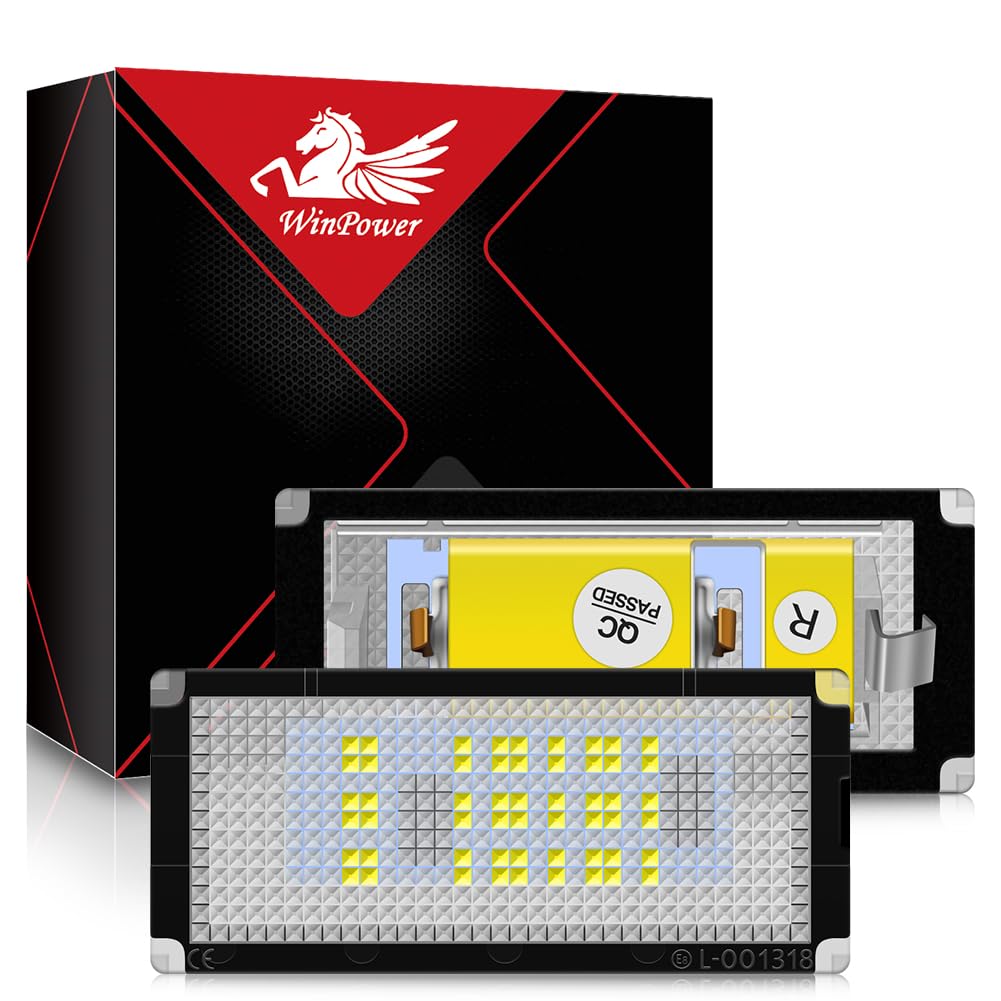 WinPower Number Plate Light Assembly LED License Lamps Cool White Bulb Error Free for E46 4D, 5D touring 1998-2005, 2 Pieces