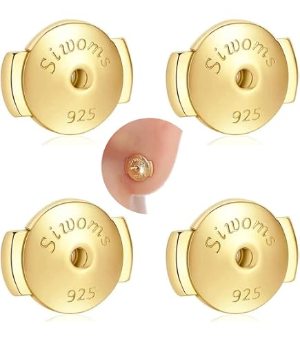Amazon.com: Siwoms 2-Pairs 18K Gold Plated Locking Earring-Back