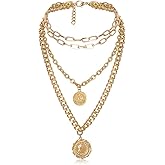 CIBIRICH Punk Chain Chunky Necklaces for women Multilayer Collar Necklace Gold