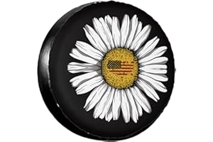 EUGZAK Rv Spare Tire Covers for Rv Trailers Wheel Protectors Tyre Covers Weatherproof and Dustproof Wheel Covers Universal Fit for Trailer Rv SUV Truck Travel Trailers Camper 14" - Daisy