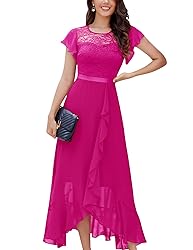 BeryLove Prom Dresses for Women Wedding Guest Ruffe