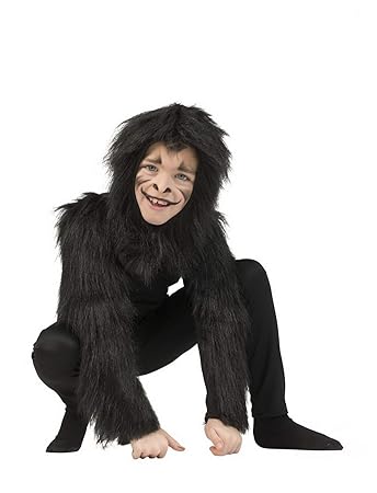 Halloweenia - Kinder Kostüm, Ganzkörper-Kostüm Affe Gorilla Monkey, perfekt für Halloween Karneval und Fasching, 140, Schwarz
