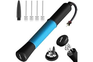 FENXYO Ball Pump with Needle Storage(Never Lose Pin) Basketball Pump with 5 Needles and Extendable Cable, Soccer Football Pumps, Volleyball Pump Rugby Ball Inflator - Great for All Balls - 1&2 Pack Available