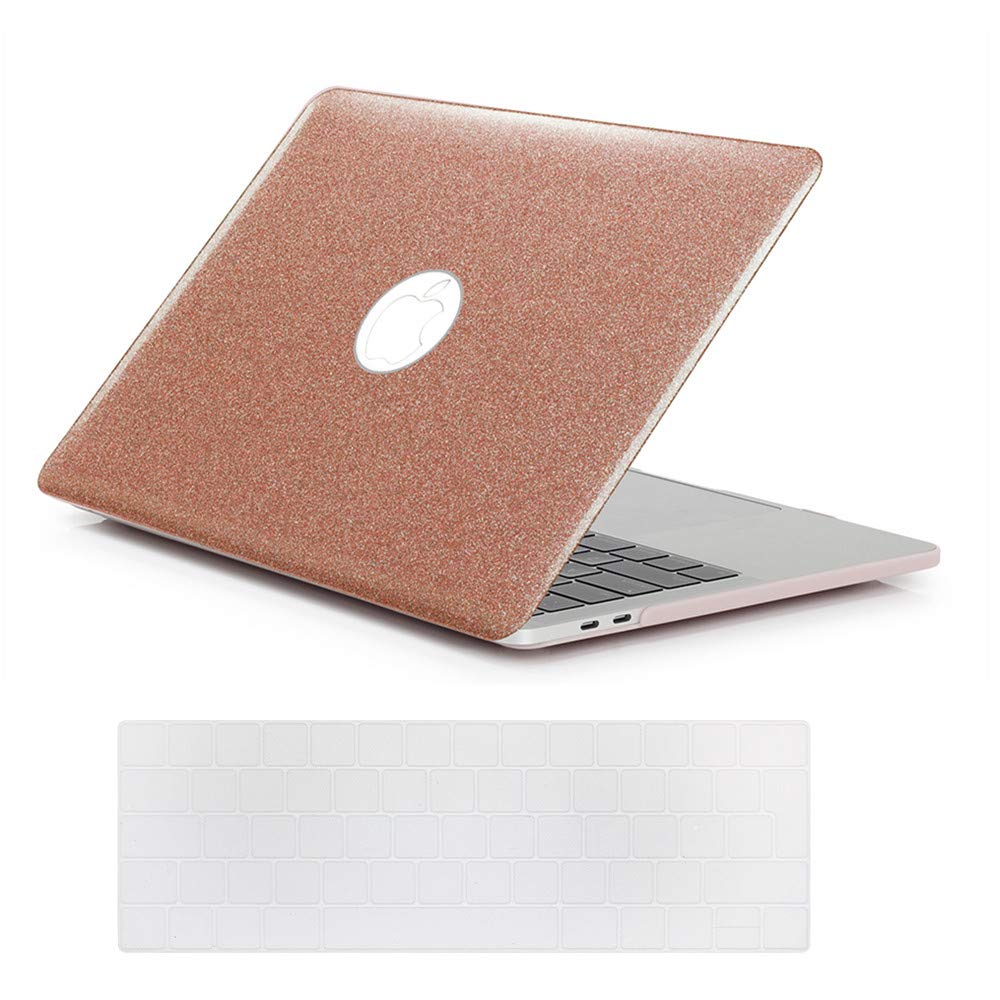Se7enline Compatible with Macbook Pro 13 inch Case Model A1706/A1989/A2159 with Touch Bar 2016/2017/2018/2019 Version Glitter Bling Hard Shell Laptop Cover with Keyboard Cover, Shining Rose Gold