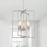 peskoe Brushed Nickel Chandelier 5-Light, Dining Room Light Fixture Geometric Metal Modern Pendant Lighting for Kitchen Islan