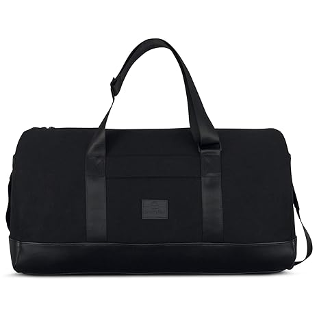 Weekender Damen & Herren Schwarz - JOHNNY URBAN Paul Reisetasche aus Robustem Canvas & Kunstleder - Hochwertige & Funktionale