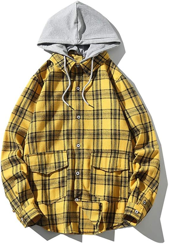 Amazon Angelo シャツ 長袖シャツ メンズ チェック柄 フード付き トップス 細身 インナー 紳士 男性 カジュアル メンズファッション 日系 綿 大人 イギリス風 スリム オシャレ 大人っぽい 大きいサイズ シャツ 通販