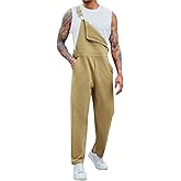 Runcati Men's Bib Overalls Cotton Relaxed Fit Pants Fashion Workwear Jumpsuit with Pockets