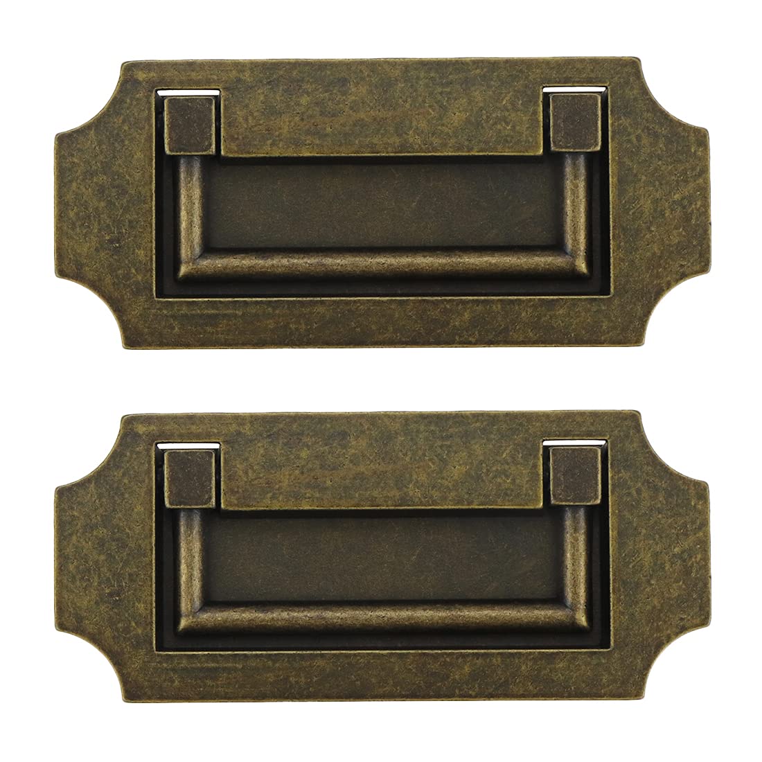 Photo 1 of Antrader 2 Pcs Zinc Alloy Handle Drawer Hidden Drawer Cabinet Embedded Pull Ring,3.9" x 1.8" Door Handle with Mounting Screws, Bronze