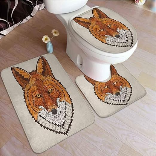 Amazon Com Fox 3 Pcs Bathroom Rugs Set Wild Fox Portrait In Mosaic Inspired Style Furry Animal Smart Eyes Mascot Icon Memory Foam Bath Mat Non Slip Thick Machine Wash And Easier To Dry