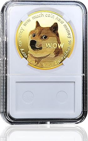 Dogecoin Coin Commemorative Gold Coin Plated Doge Cryptocurrency Gift 2021 Limited Edition Collectible Coin with Protective Case 1PCS
