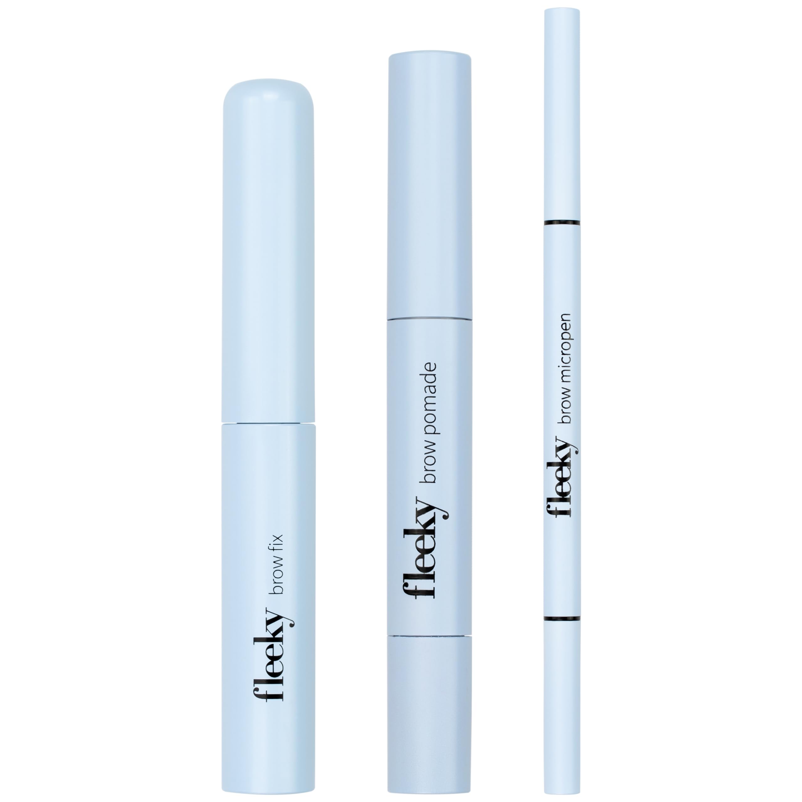 Fleeky Eyebrow Set Brow Fix, Pomade & Micropen 3-in-1 - Perfect Shape Shading Filling & Definition for Natural Smudge-proof Results (Brown)