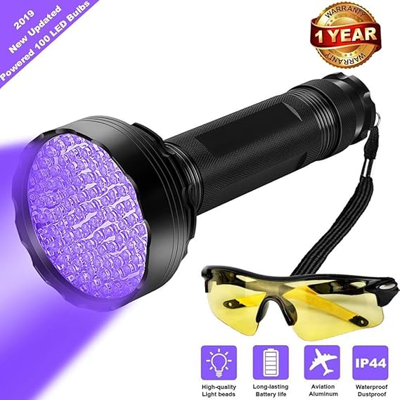 UV Black Light Flashlight, Super Bright 100 LED Best Pet